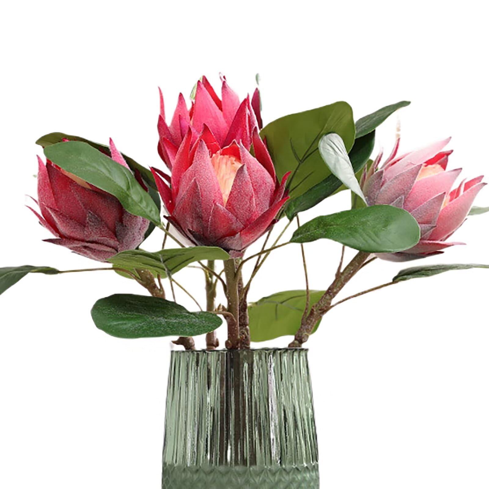 Amazon｜Lovmeety プロテア造花3点、レッドフェイクシルクキング